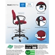 Boss Office Contoured Comfort Fabric Drafting Stool with Loop Arms in Burgundy