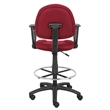 Boss Office Contoured Comfort Fabric Drafting Stool with Loop Arms in Burgundy