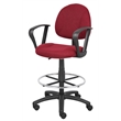 Boss Office Contoured Comfort Fabric Drafting Stool with Loop Arms in Burgundy
