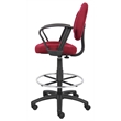 Boss Office Contoured Comfort Fabric Drafting Stool with Loop Arms in Burgundy