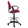 Boss Office Contoured Comfort Fabric Drafting Stool with Loop Arms in Burgundy