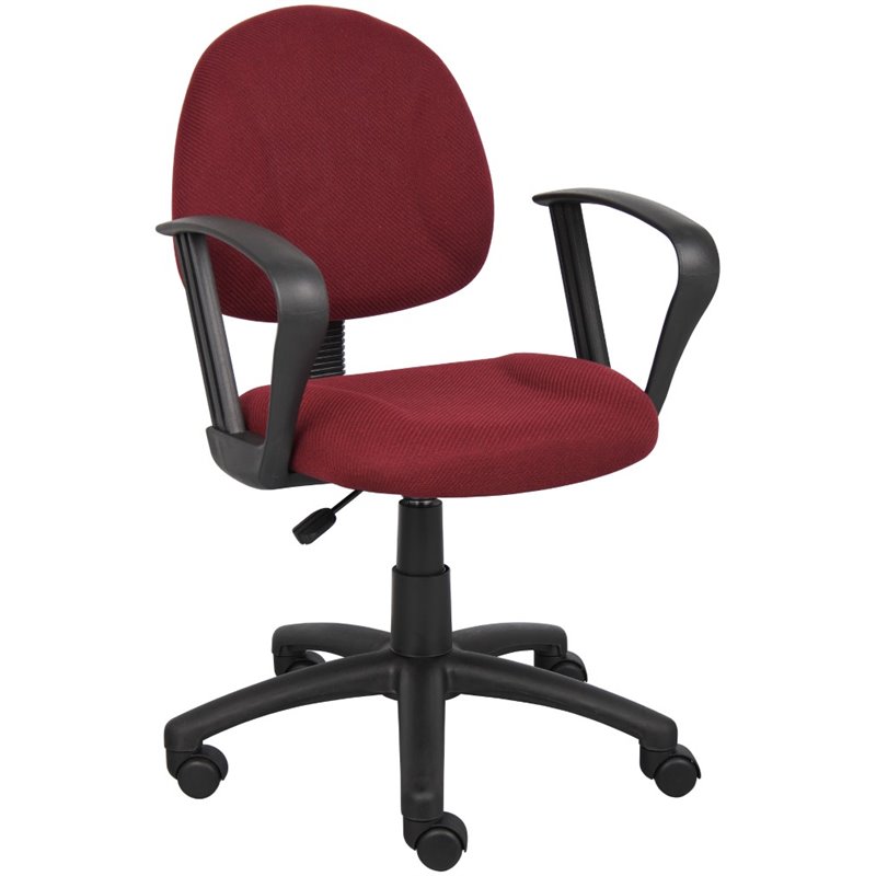 Boss Office Mid Back Ergonomic Fabric Office Swivel Chair With Arms in Burgundy