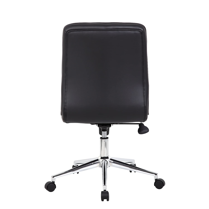 Boss Office Modern Faux Leather Tufted Ergonomic Office Swivel Chair in Black