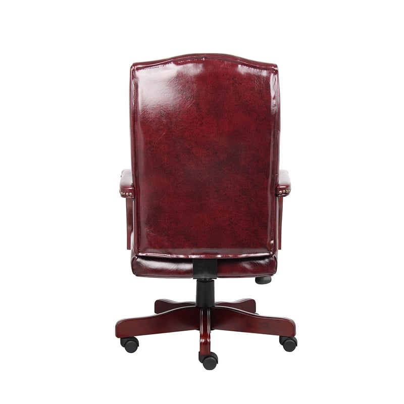 Boss Office Traditional High Back Faux Leather Tufted Executive Chair in Oxblood