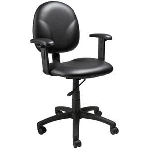 Boss Office Faux Leather Wide Seat Office Swivel Chair with Arms in Black