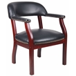 Boss Office Ivy League Faux Leather Executive Captains Guest Chair in Black