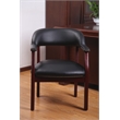 Boss Office Ivy League Faux Leather Executive Captains Guest Chair in Black