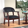 Boss Office Ivy League Faux Leather Executive Captains Guest Chair in Black