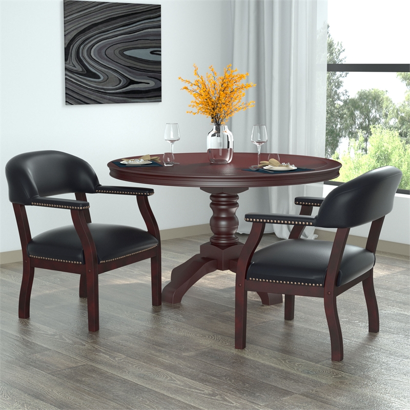 Boss Office Ivy League Faux Leather Executive Captains Guest Chair in Black