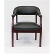 Boss Office Ivy League Faux Leather Executive Captains Guest Chair in Black