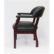 Boss Office Ivy League Faux Leather Executive Captains Guest Chair in Black