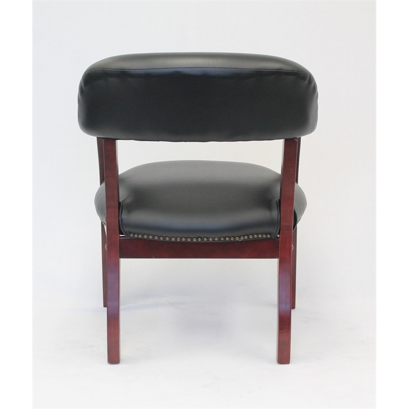 Boss Office Ivy League Faux Leather Executive Captains Guest Chair in Black