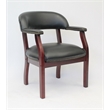 Boss Office Ivy League Faux Leather Executive Captains Guest Chair in Black