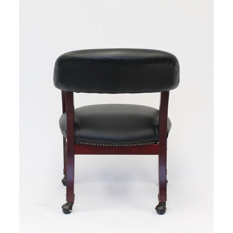 Boss Office Ivy League Faux Leather Executive Mobile Guest Chair in Black