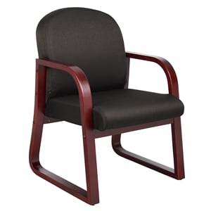 Boss Office Fabric Upholstered Sled Base Reception Chair in Black