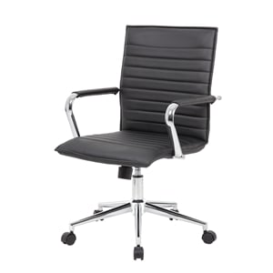 Boss Office Modern Ribbed Back Adjustable Office Desk Chair with Arms in Black