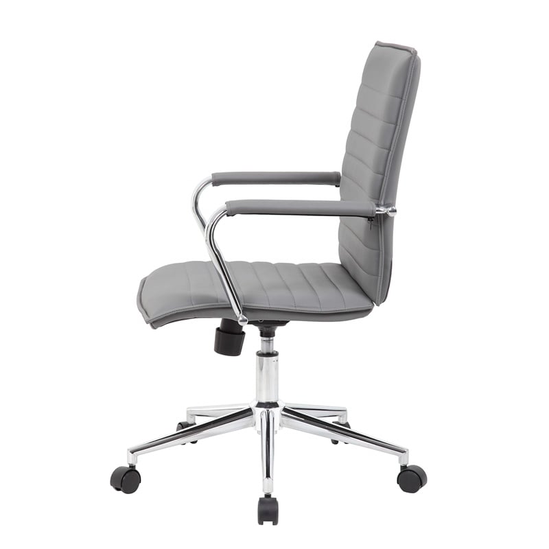 Boss Office Modern Ribbed Back Adjustable Office Desk Chair with Arms in Gray
