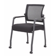 Boss Office Mesh 4-Legged Vinyl Guest Chair with Casters in Black