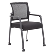 Boss Office Mesh 4-Legged Vinyl Guest Chair with Casters in Black