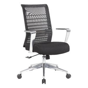 Boss Office Horizontal Mesh Back Task Chair with Aluminum Arms/Base in Black