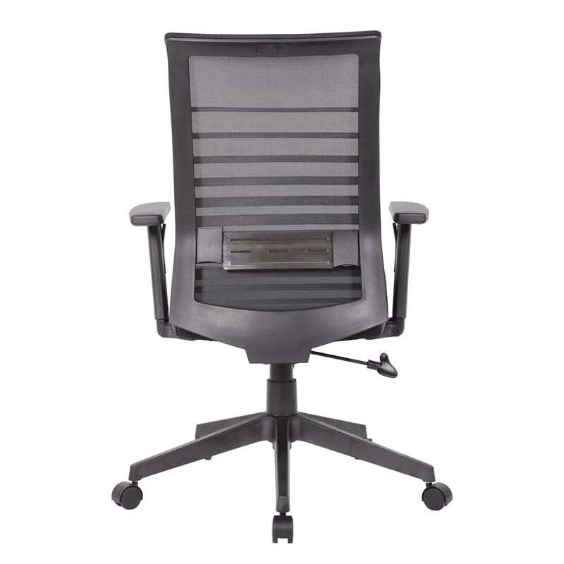 Boss Office Products Mesh Back Vinyl Task Chair with Adjustable Arm in Black