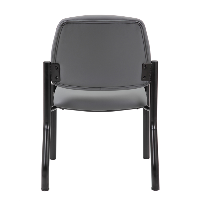Boss Office Armless Vinyl & Steel Guest Chair in Gray/Black