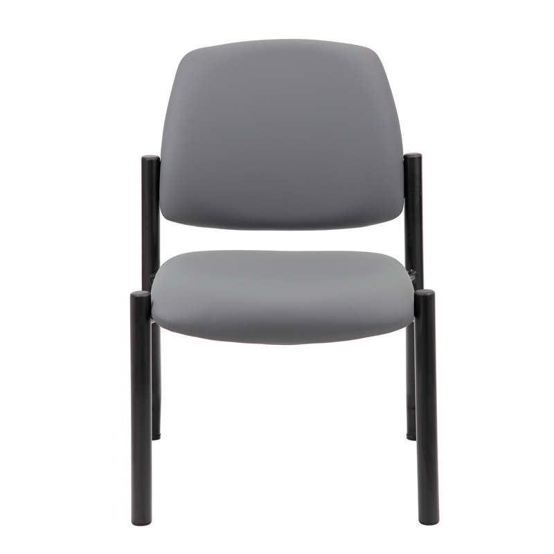 Boss Office Armless Vinyl & Steel Guest Chair in Gray/Black