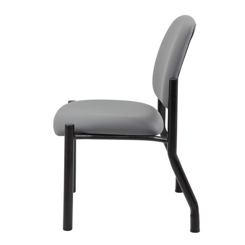 Boss Office Armless Vinyl & Steel Guest Chair in Gray/Black