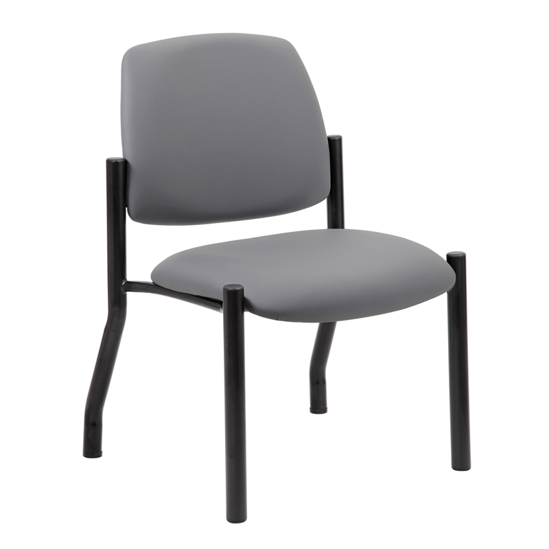 Boss Office Armless Vinyl & Steel Guest Chair in Gray/Black