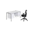 Boss Office Simple System Desk with 2 Pedestals in White