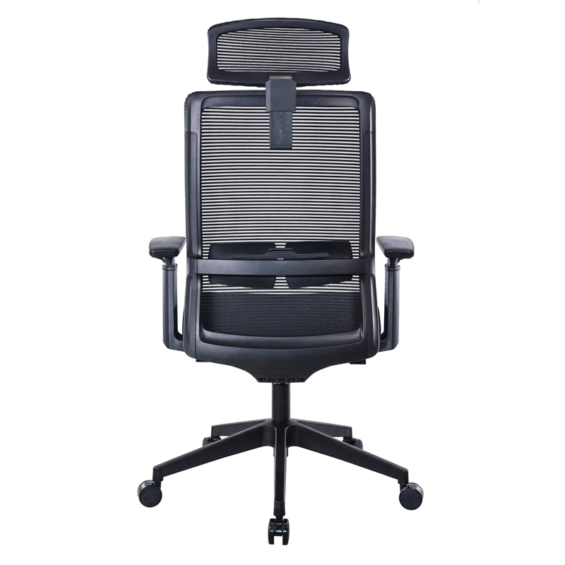 Boss Office Products Mesh Back Task Vinyl Chair with Headrest in Black