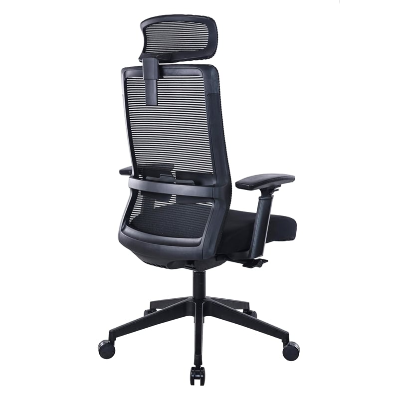 Boss Office Products Mesh Back Task Vinyl Chair with Headrest in Black