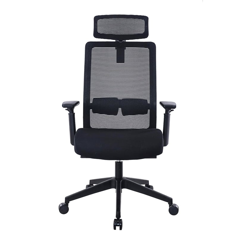 Boss Office Products Mesh Back Task Vinyl Chair with Headrest in Black