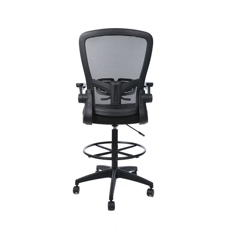 Boss Office Products Flip Arm Mesh Stool in Black