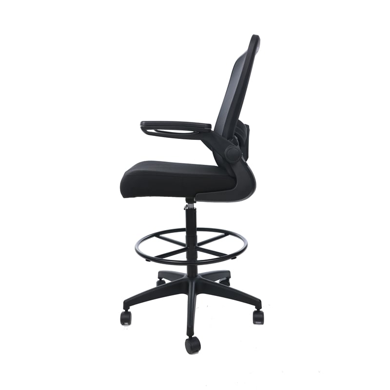 Boss Office Products Flip Arm Mesh Stool in Black