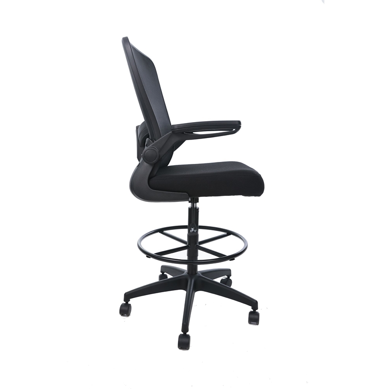 Boss Office Products Flip Arm Mesh Stool in Black