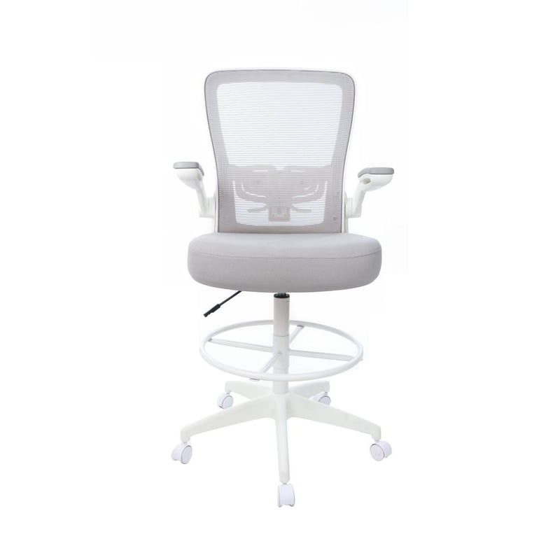 Boss Office Products Flip Arm Mesh Stool in Gray