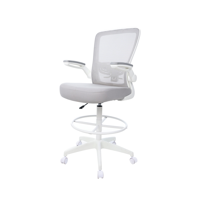 Boss Office Products Flip Arm Mesh Stool in Gray
