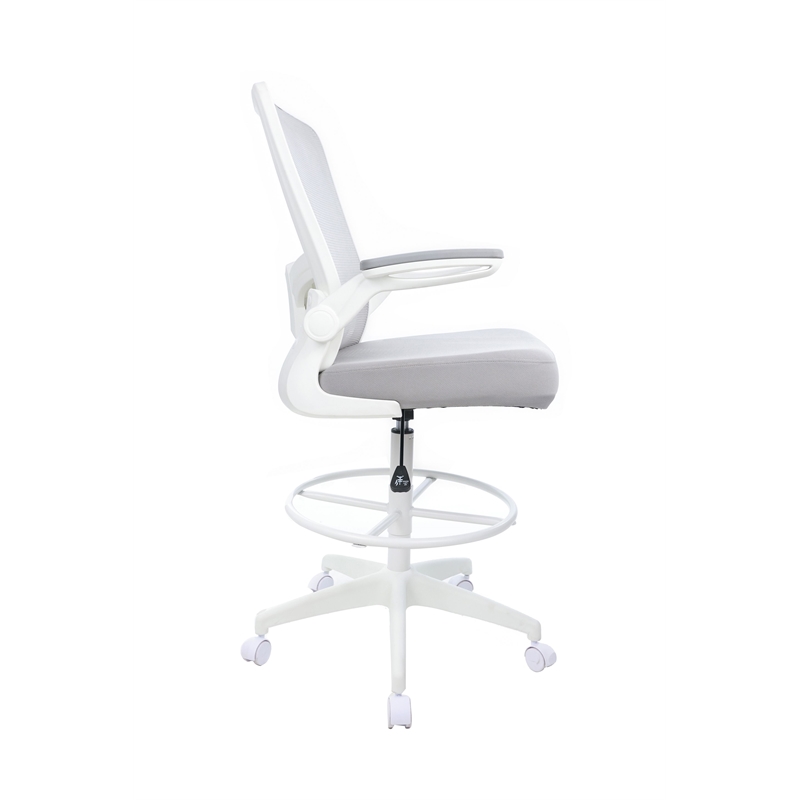 Boss Office Products Flip Arm Mesh Stool in Gray