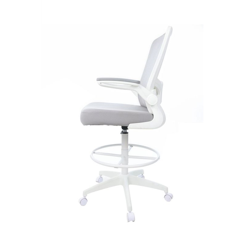 Boss Office Products Flip Arm Mesh Stool in Gray
