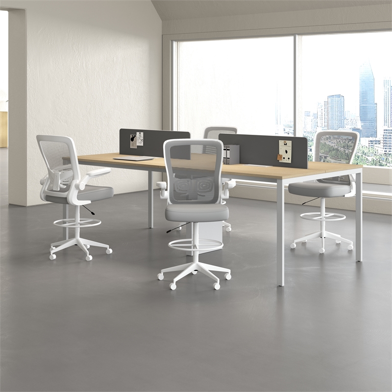 Boss Office Products Flip Arm Mesh Stool in Gray
