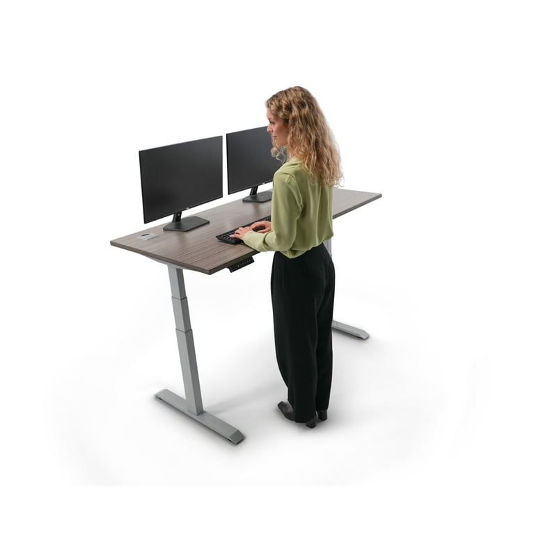 Boss Office Products Motorized Standing Metal Desk Base in Silver