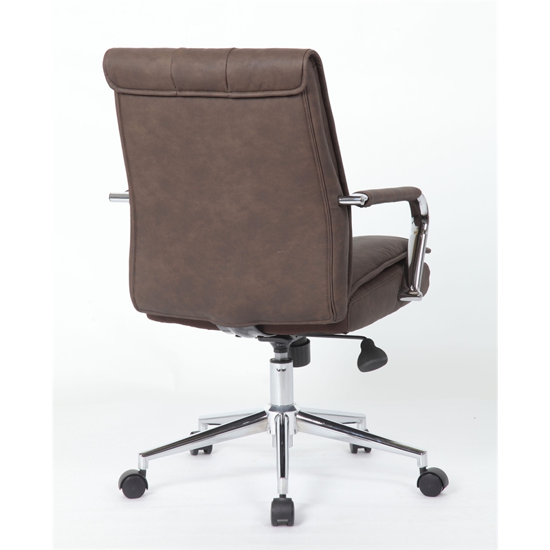 Boss Office Products Charlotte Pillow Top Vinyl Task Chair in Brown