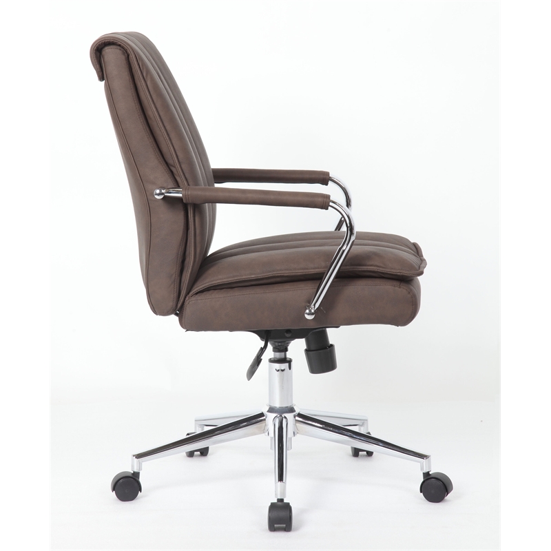 Boss Office Products Charlotte Pillow Top Vinyl Task Chair in Brown