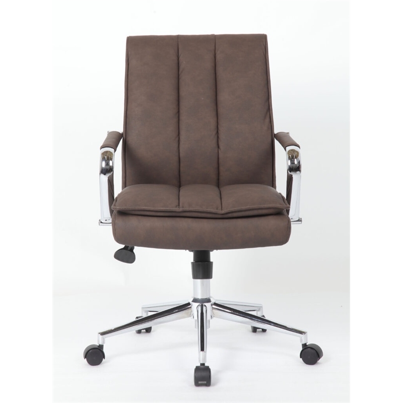 Boss Office Products Charlotte Pillow Top Vinyl Task Chair in Brown