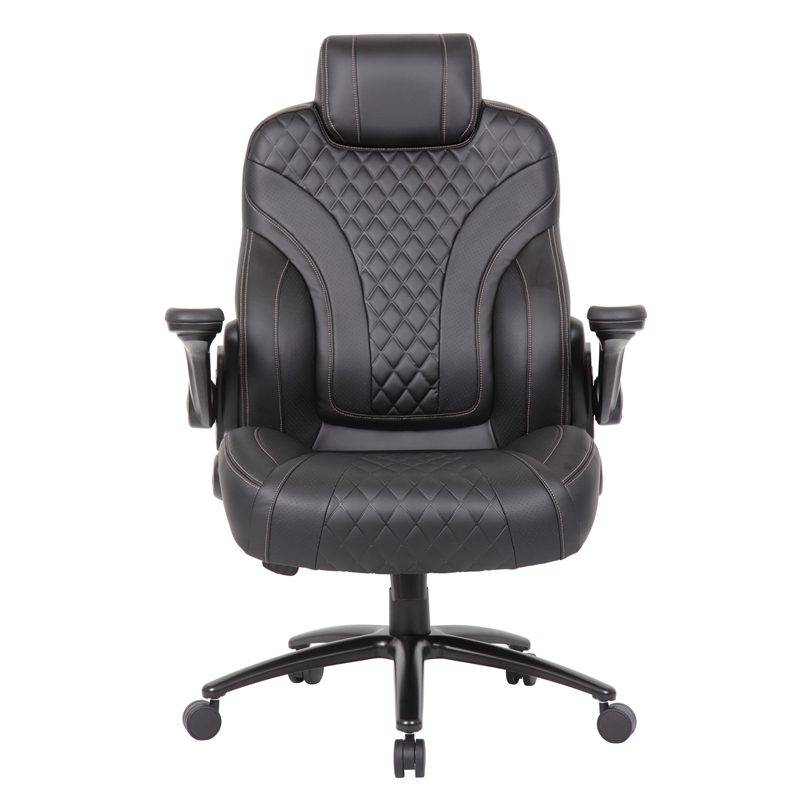 Boss Office Products Heavy Duty Caressoftplus Vinyl Executive Chair in Black