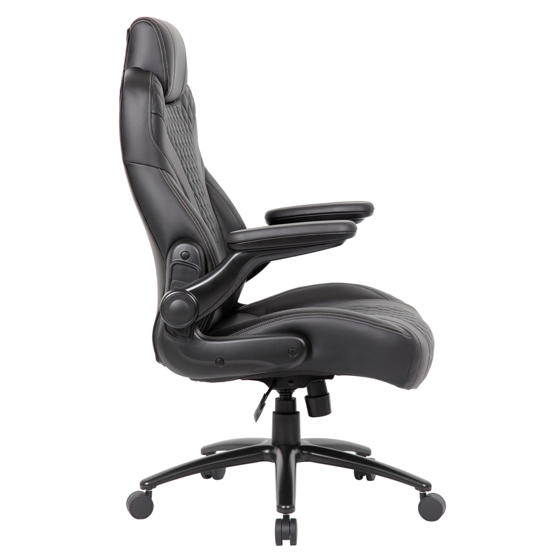 Boss Office Products Heavy Duty Caressoftplus Vinyl Executive Chair in Black