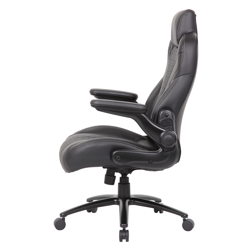 Boss Office Products Heavy Duty Caressoftplus Vinyl Executive Chair in Black