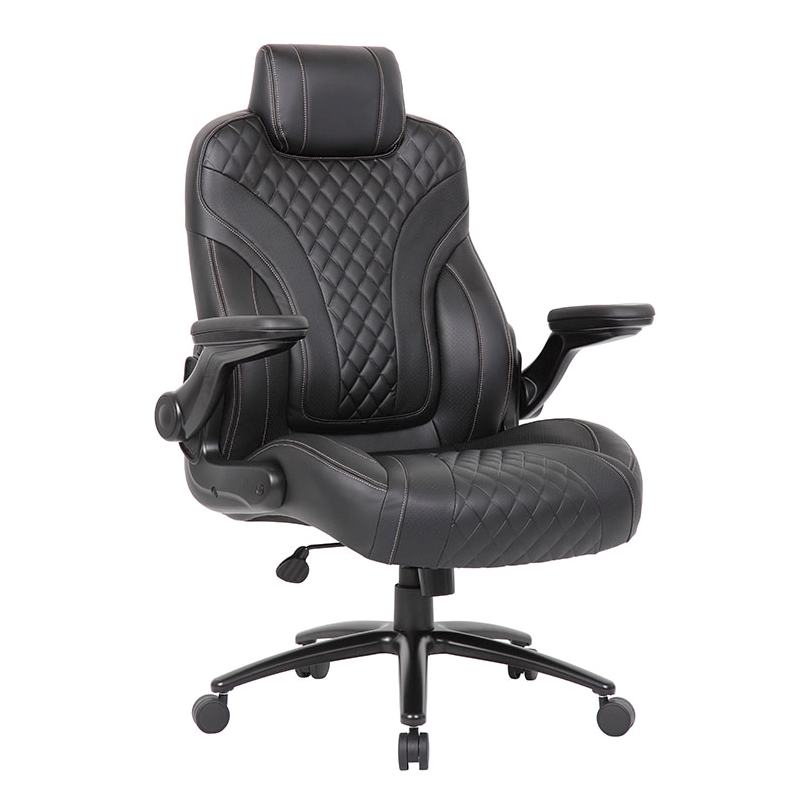 Boss Office Products Heavy Duty Caressoftplus Vinyl Executive Chair in Black