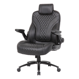 Boss Office Products Heavy Duty Caressoftplus Vinyl Executive Chair in Black